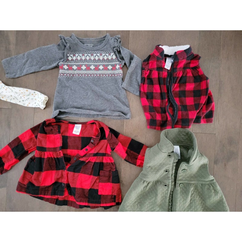 Baby Girl Clothes LOT Bundle Carters 6-12 Month Christmas Xmas Outfits Vest - Picture 2 of 11